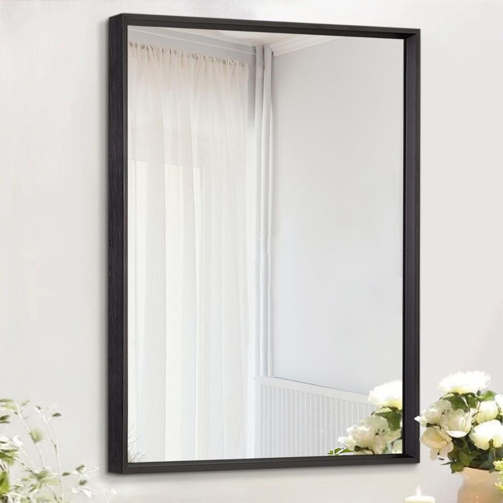 16"L x 12"W Rectangular Metal Framed Wall Mirror Modern, Vertical or Horizontal
